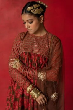 Pooja Keyur Brown Embroidered Dupatta 8 Pooja Keyur Brown Embroidered Dupatta -Echo Clothing Store 229pk22 4