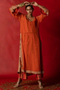 Pooja Keyur Stripe Co-ord Set With An Organza Kurta -Echo Clothing Store 229pk38 3