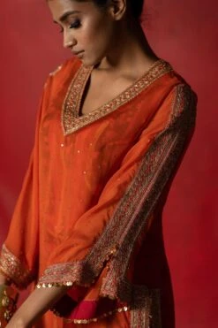 Pooja Keyur Stripe Co-ord Set With An Organza Kurta -Echo Clothing Store 229pk38 4