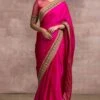Tarun Tahiliani Hot Pink Tulle Sari & Blouse Set