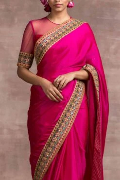 Tarun Tahiliani Hot Pink Tulle Sari & Blouse Set -Echo Clothing Store 2308tt01 4