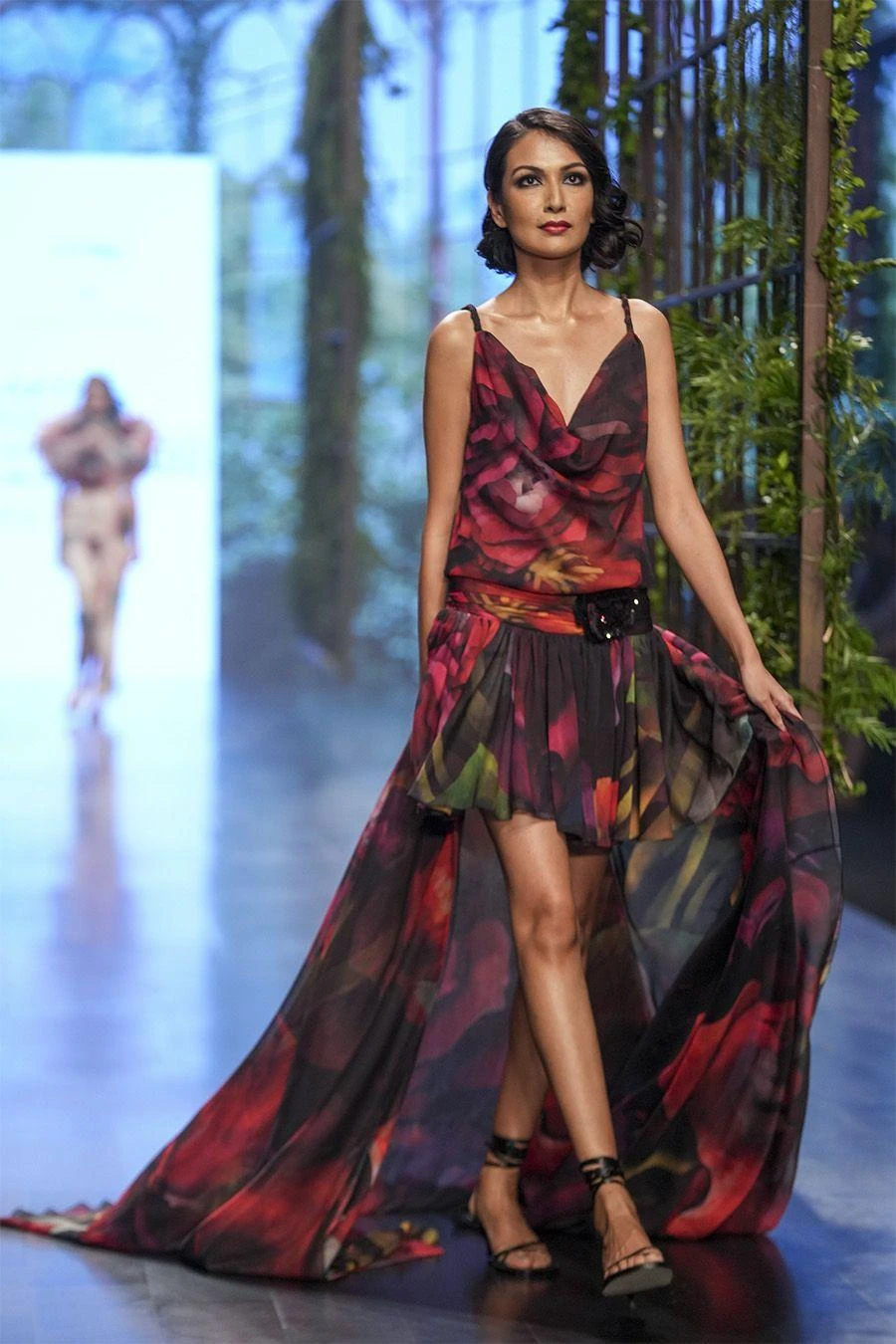 Gauri & Nainika Midnight Botanical Printed High-low Gown 2 Gauri & Nainika Midnight Botanical Printed High-low Gown - Image 2