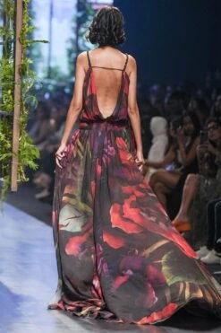 Gauri & Nainika Midnight Botanical Printed High-low Gown 5 Gauri & Nainika Midnight Botanical Printed High-low Gown -Echo Clothing Store 2311gn15 3