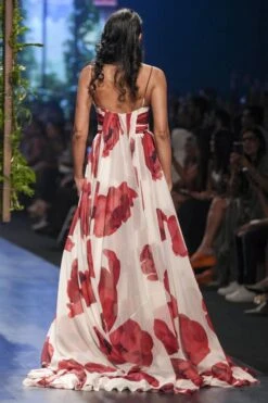 Gauri & Nainika Ivory Floating Peony Cut-out Gown -Echo Clothing Store 2311gn33 3