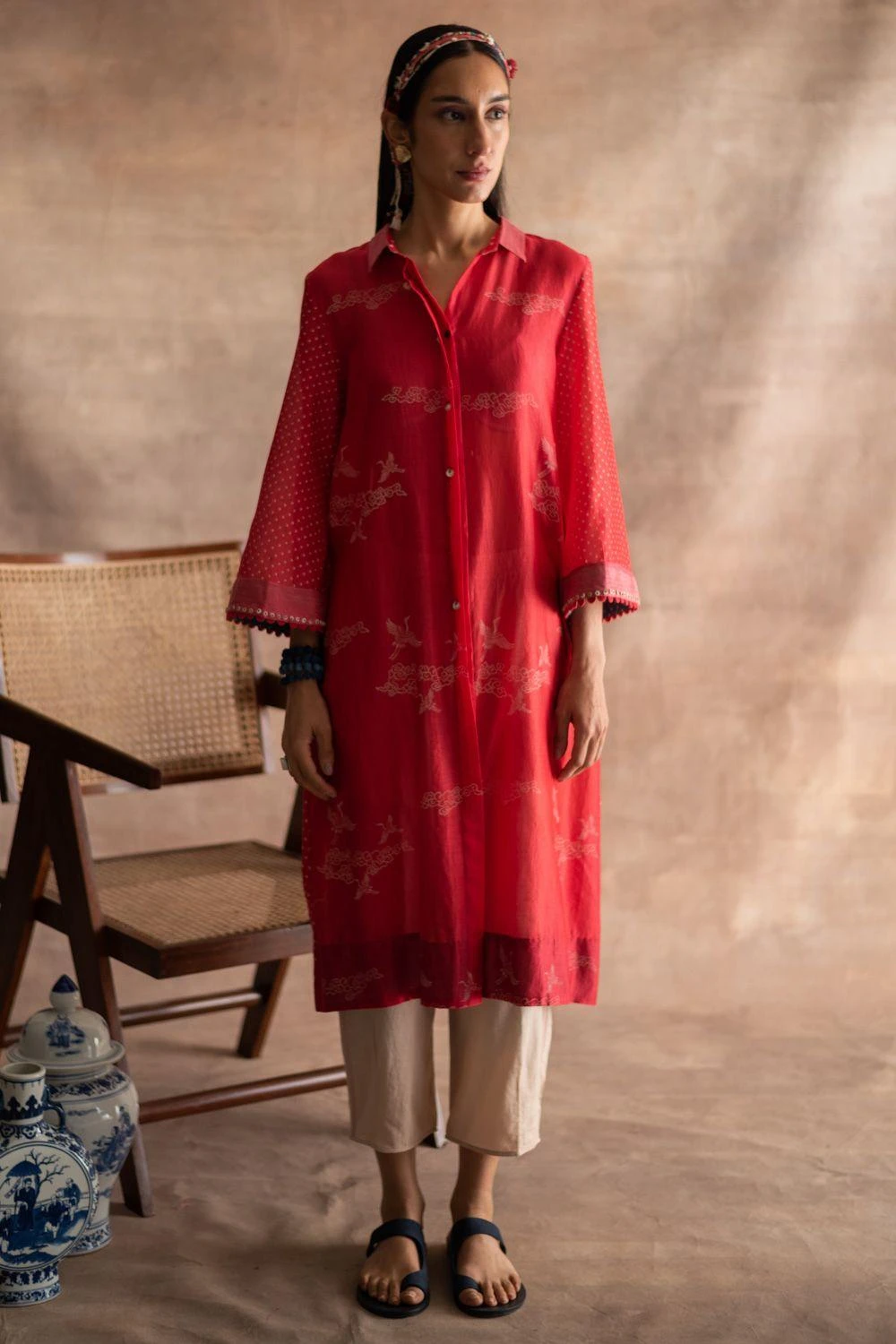 Swatti Kapoor Red Hand-block Printed Tunic 1 Swatti Kapoor Red Hand-block Printed Tunic