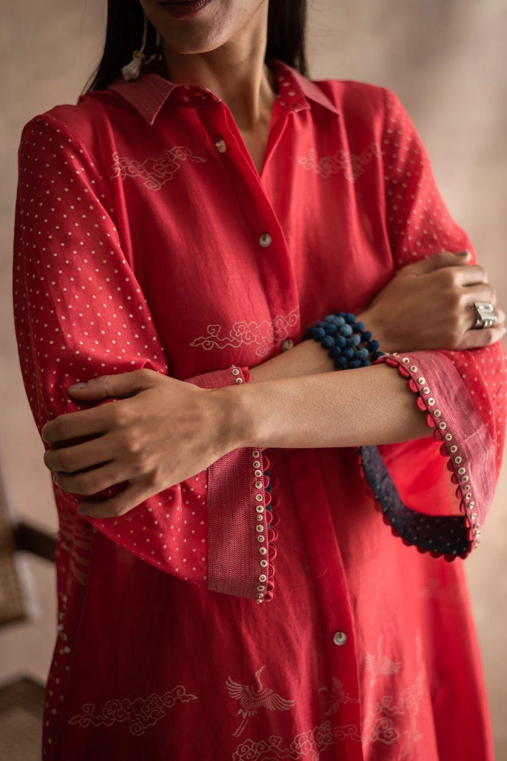 Swatti Kapoor Red Hand-block Printed Tunic 4 Swatti Kapoor Red Hand-block Printed Tunic - Image 4