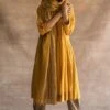 Swatti Kapoor Handwoven Chanderi Scarf In Mustard