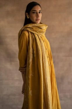 Swatti Kapoor Handwoven Chanderi Scarf In Mustard 7 Swatti Kapoor Handwoven Chanderi Scarf In Mustard -Echo Clothing Store 233swk2 4