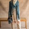 Swatti Kapoor Indigo Chanderi Mul Tasseles Scarf