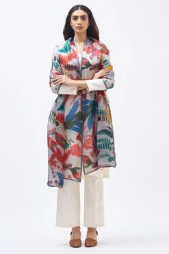 Kshitij Jalori Red Abstract Printed Dupatta