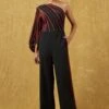 Bodice Black Pleated Jumpsuit With A Drape