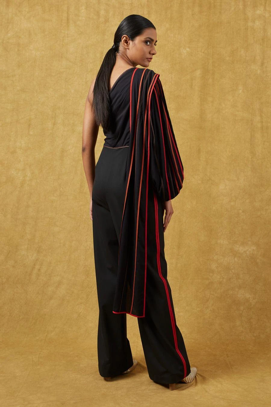 Bodice Black Pleated Jumpsuit With A Drape 6 Bodice Black Pleated Jumpsuit With A Drape - Image 6