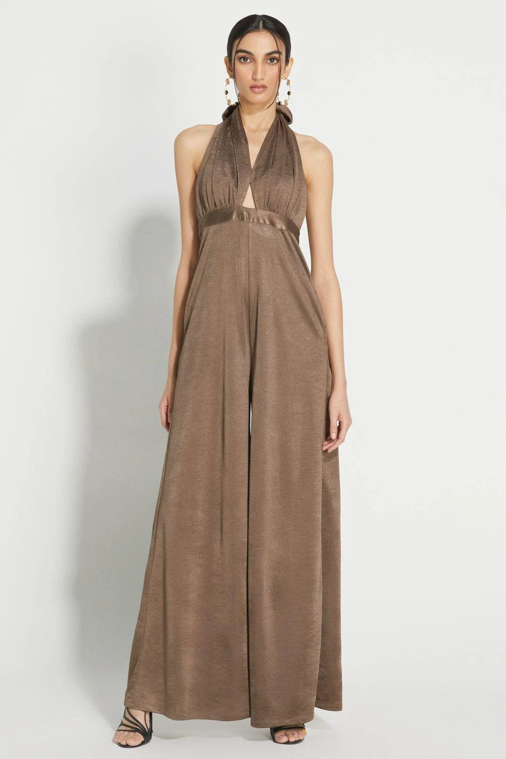 431-88 By Shweta Kapur Sepia Crushed Halter Neck Jumpsuit 1 431-88 By Shweta Kapur Sepia Crushed Halter Neck Jumpsuit