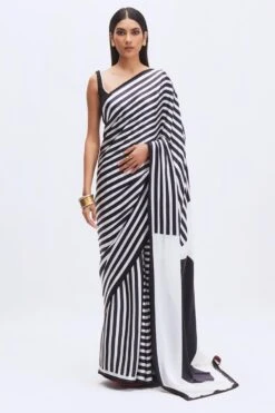 Kshitij Jalori Coconut Sorbet & Charcoal Soren Sari