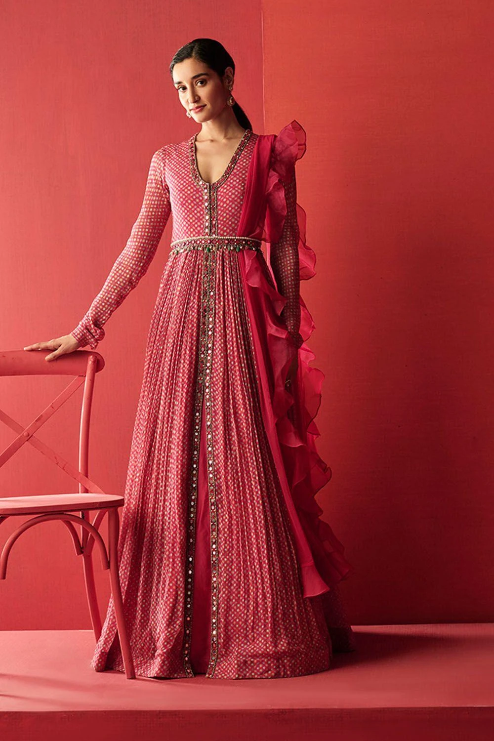 Ridhi Mehra Martha Folk Printed Anarkali Set 2 Ridhi Mehra Martha Folk Printed Anarkali Set - Image 2