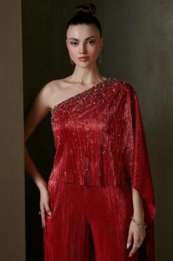 Namrata Joshipura Red Jewel Cluster One Shoulder Jumpsuit 10 Namrata Joshipura Red Jewel Cluster One Shoulder Jumpsuit -Echo Clothing Store 2411nj14 5