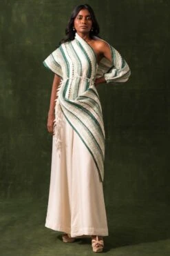 Richa Khemka One Shoulder Jumpsuit & A Rafia Textured Drape