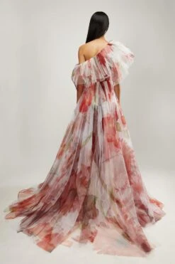 Gauri & Nainika Red Botanical Print Gown -Echo Clothing Store 248g n25 4