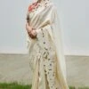 Chandrima Ivory Chanderi Cutwork Sari