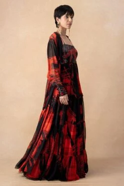 Nikita Mhaisalkar Red & Black Abstract Printed Cape Set -Echo Clothing Store 251023nm7 3
