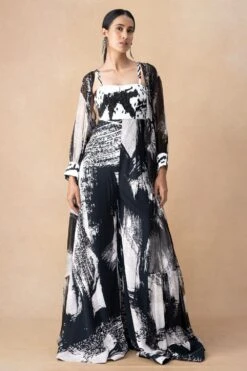 Nikita Mhaisalkar Black Abstract Printed Jumpsuit