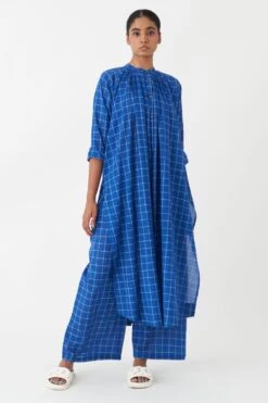 Three Electric Blue Gathered Tunic