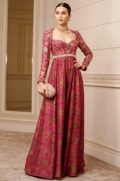 Tarun Tahiliani Fuchsia Chintz Printed Jumpsuit