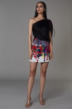 Saaksha & Kinni Printed Mini Dress With Hand Micro Pleating