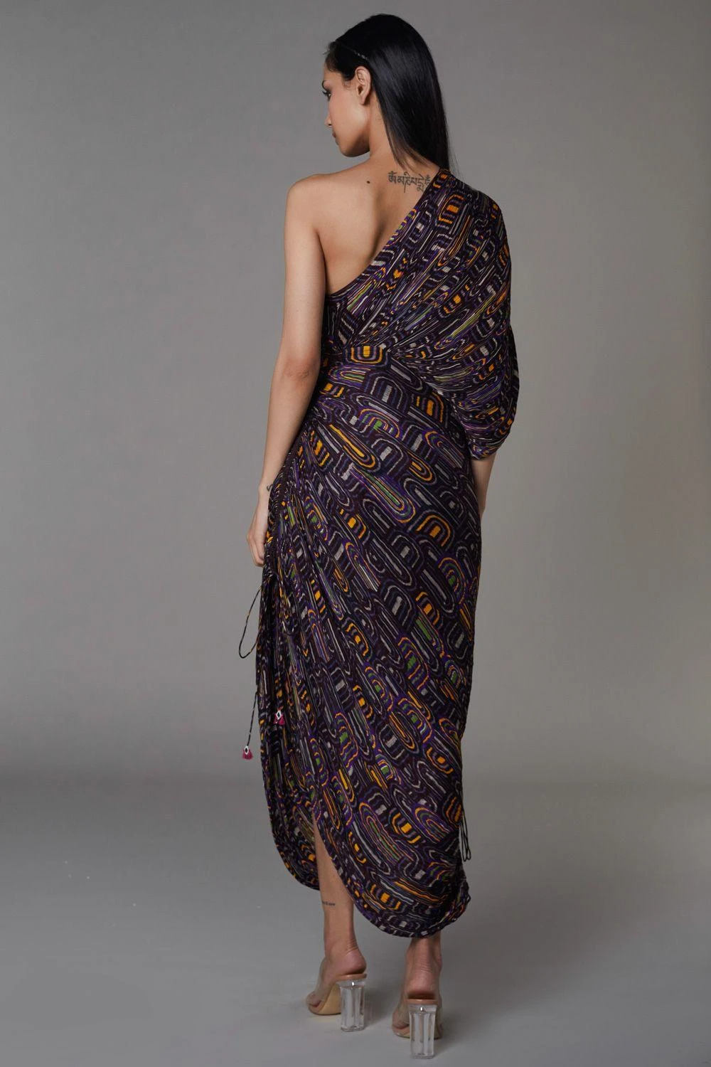 Saaksha & Kinni Hand Micro-pleated Semi Circle Print Sari Dress 2 Saaksha & Kinni Hand Micro-pleated Semi Circle Print Sari Dress - Image 2