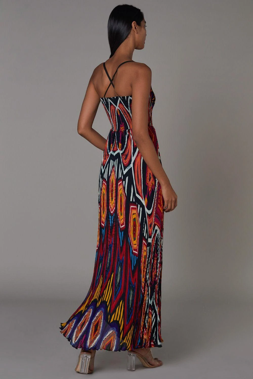 Saaksha & Kinni Hand Micro Pleated Abstract Print Asymmetric Dress 2 Saaksha & Kinni Hand Micro Pleated Abstract Print Asymmetric Dress - Image 2