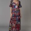 Saaksha & Kinni Abstract Print Pleated Dress With Organza Sides
