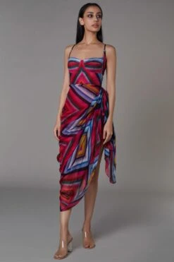 Saaksha & Kinni Diamond Print Side Draped Dress
