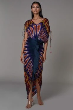 Saaksha & Kinni Hand Micro Pleated V-neck Sari Dress