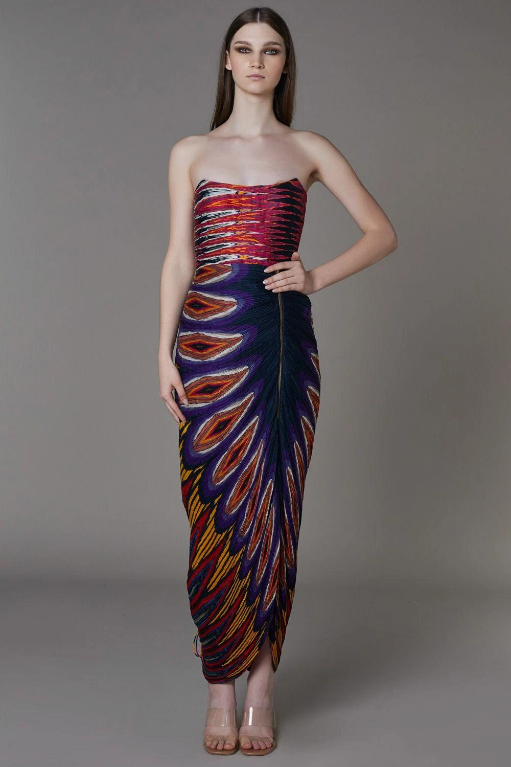 Saaksha & Kinni Printed Hand Micro Pleated Corset Style Sari Dress 1 Saaksha & Kinni Printed Hand Micro Pleated Corset Style Sari Dress