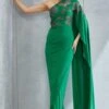 Namrata Joshipura Forest Green One Shoulder Gown