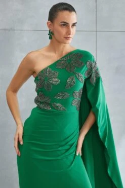 Namrata Joshipura Forest Green One Shoulder Gown 10 Namrata Joshipura Forest Green One Shoulder Gown -Echo Clothing Store 25723nj20 5