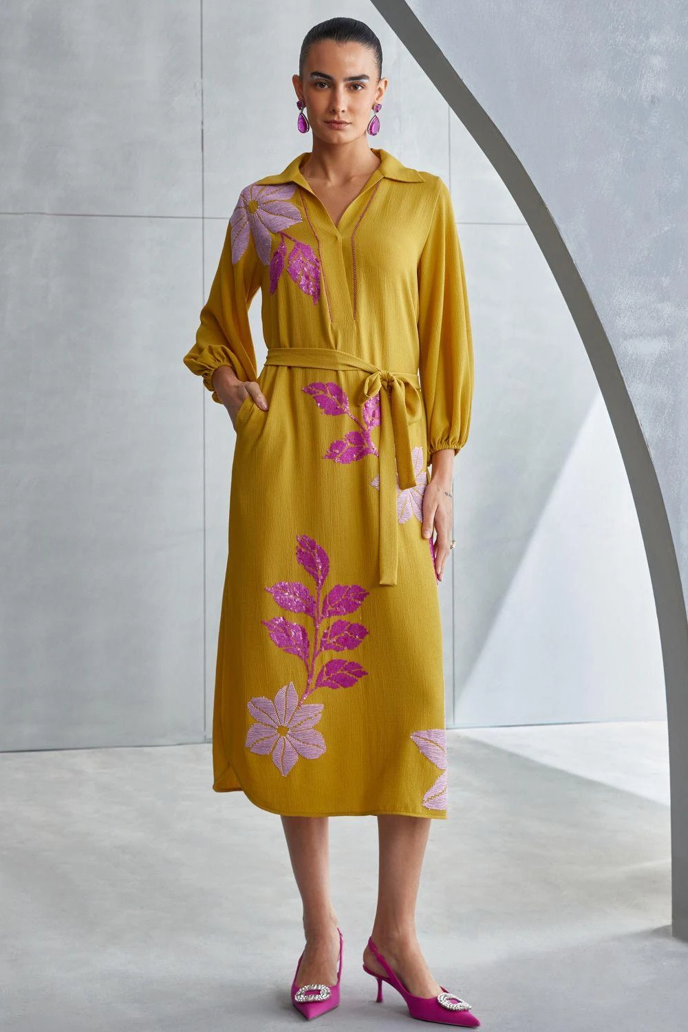 Namrata Joshipura Ochre Floral Embellished Dress 1 Namrata Joshipura Ochre Floral Embellished Dress