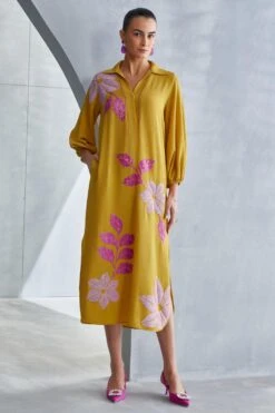 Namrata Joshipura Ochre Floral Embellished Dress 7 Namrata Joshipura Ochre Floral Embellished Dress -Echo Clothing Store 25723nj9 3 1