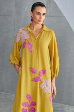 Namrata Joshipura Ochre Floral Embellished Dress 8 Namrata Joshipura Ochre Floral Embellished Dress -Echo Clothing Store 25723nj9 4 1