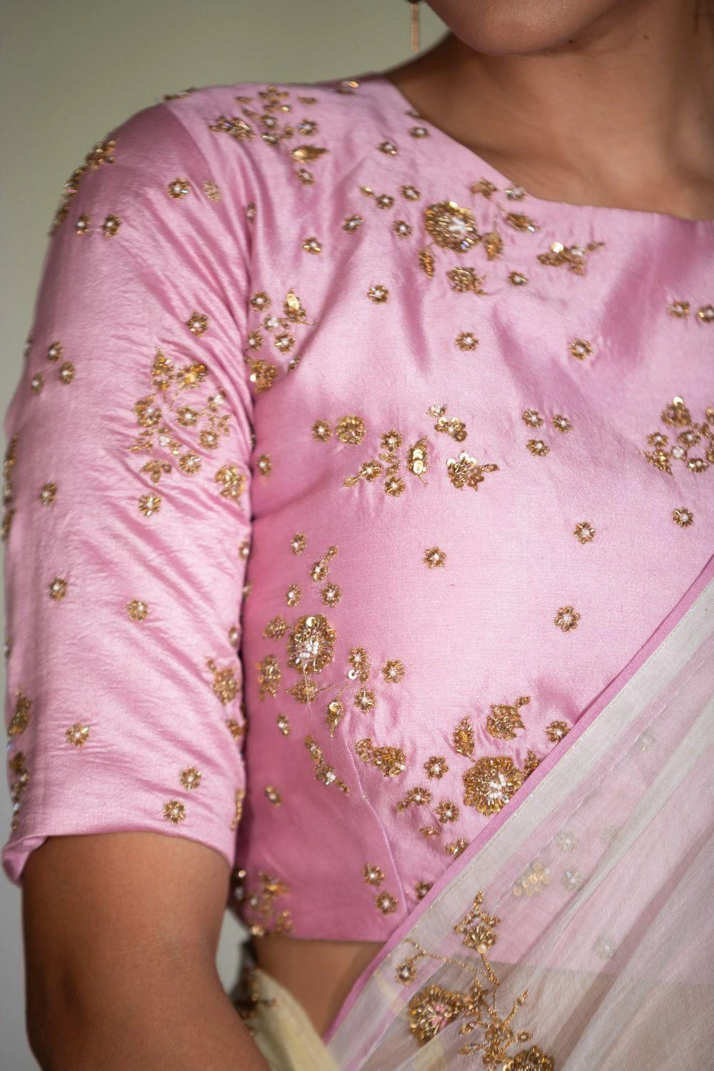 Deep Thee Multi-coloured Pastel Silk Sari Set 3 Deep Thee Multi-coloured Pastel Silk Sari Set - Image 3