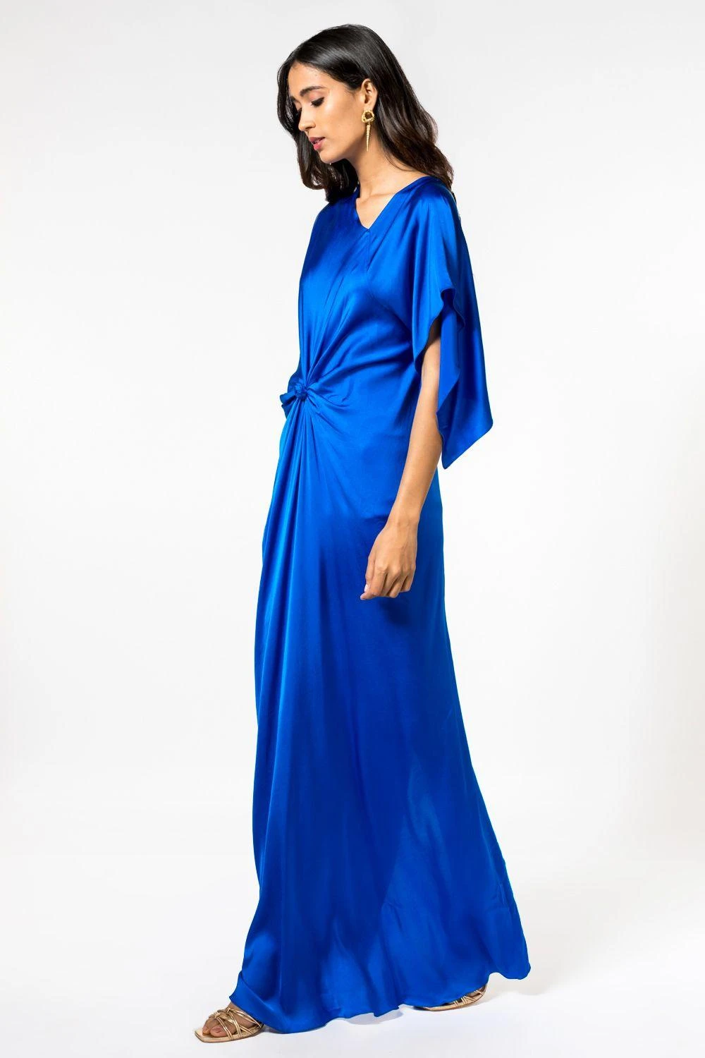 Stephany Royal Blue Satin Drape Gown 2 Stephany Royal Blue Satin Drape Gown - Image 2