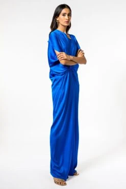Stephany Royal Blue Satin Drape Gown 6 Stephany Royal Blue Satin Drape Gown -Echo Clothing Store 2611step4 3