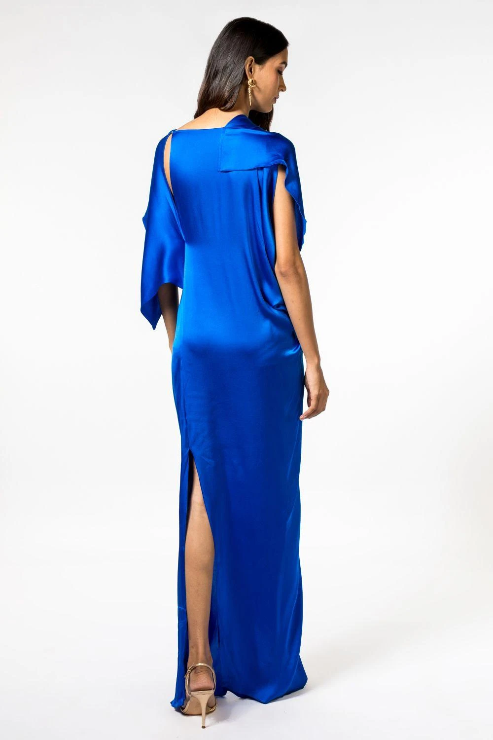 Stephany Royal Blue Satin Drape Gown 4 Stephany Royal Blue Satin Drape Gown - Image 4