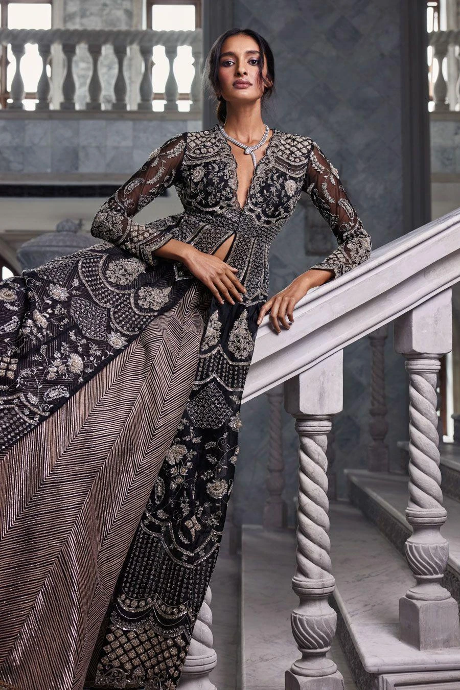 Jayanti Reddy Black Zardosi Embroidered Anarkali Set 1 Jayanti Reddy Black Zardosi Embroidered Anarkali Set