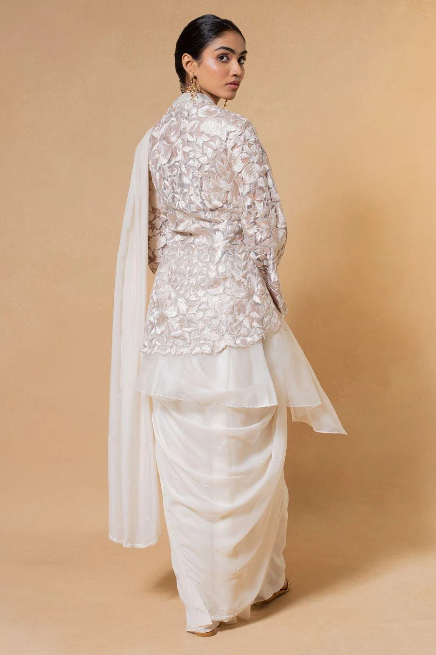 Aikeyah Eloise Floral Embroidered Jacket Set In Ivory 5 Aikeyah Eloise Floral Embroidered Jacket Set In Ivory - Image 5