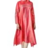 Krishna Mehta Red Chanderi Tunic With Geometric Block Print