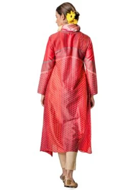 Krishna Mehta Red Chanderi Tunic With Geometric Block Print 5 Krishna Mehta Red Chanderi Tunic With Geometric Block Print -Echo Clothing Store 264kmw4 3