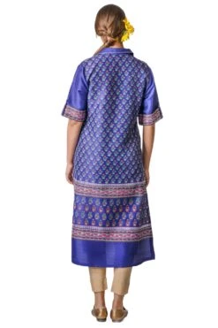 Krishna Mehta Purple Block Printed Tussar Tunic -Echo Clothing Store 264kmw9 3