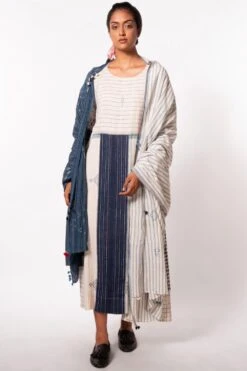 Injiri White & Blue Printed Scarf -Echo Clothing Store 267injri8 2