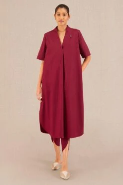 AMPM Eira Elegant Merlot Poplin Tunic-pant Set